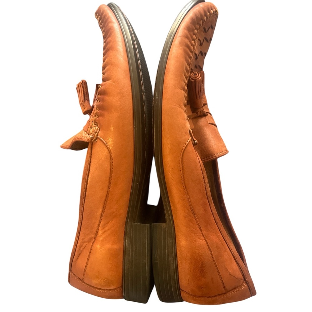 Johnston & Murphy Woven Leather Tassel Loafers Mens 10 Brown Dress Casual